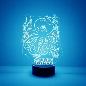 Octopus - Personalized Night Lamp - FREE Engraved Name - LED Night Light - Picture 1 of 8