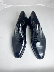 Carmina Shoemaker Captoe Oxfords Size UK 8 Rain 80386 Black patent - Imagen 1 de 5