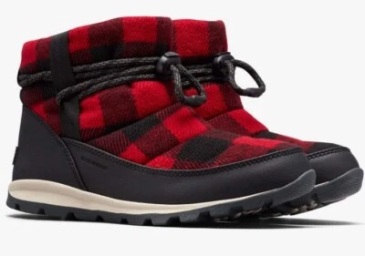 NEW SOREL WHITNEY SHORT BOOT IN DAHLIA -RED PLAID SZ 9 - Image 1 of 4