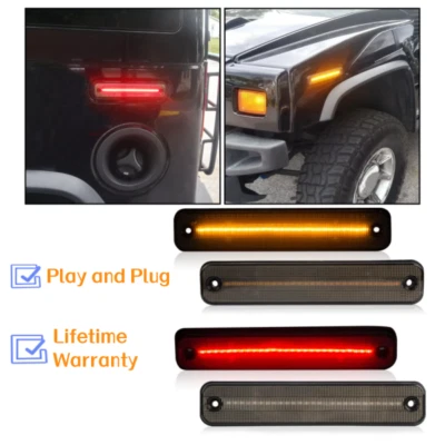 4PC LED Side Marker Lights Lamps Smoke Front Rear Kit For Hummer H2 2003-2009 - Image 1 of 4