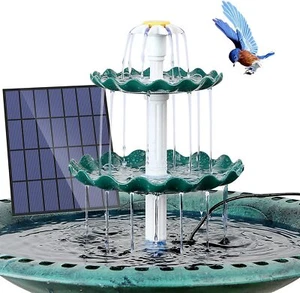 Solar Springbrunnen 3 Stufige Vogelfütterer für Draußen,Vogelbad Solarbrunnen - Bild 1 von 9