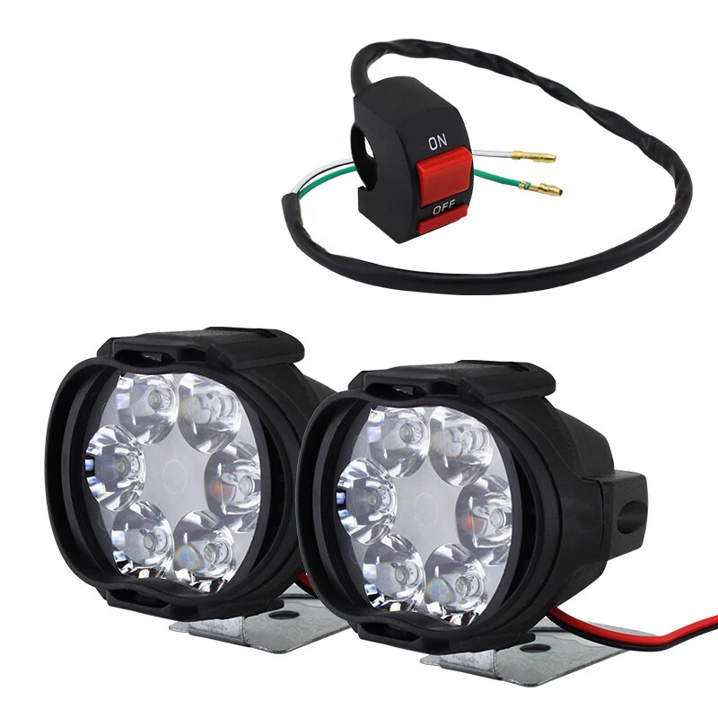 12V 2×LED Spot Light Headlight Fog Driving Lamp w/Switch for Motorcycle ATV Cars — 第 1/4 张图片
