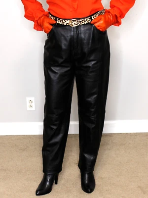 Pantalones de cuero para mujer negros 10T Spiegel Jeans Motociclista Vintage años 80 90 Y2K raros Foto 1 de 4