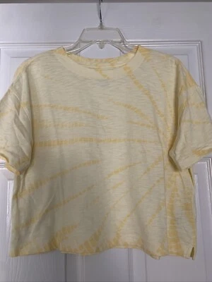 Gap Teen Girl Cropped Yellow Tie Dye Blue 100% Cotton Size Youth 16-18 EUC - Image 1 of 4