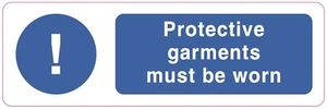 PROTECTIVE GARMENTS MUST BE WORN Sticker Vinyl Health and safety 300mm x 100mm - Picture 1 of 1