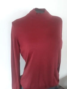 PASHMERE Burgundy 100% Cashmere Made in Italy Mock Neck Lightweight Sweater XL - Picture 1 of 7