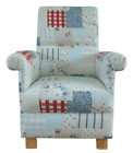 Fryetts Vintage Patchwork Blue Fabric Adult Armchair Chair Accent Bedroom Pretty