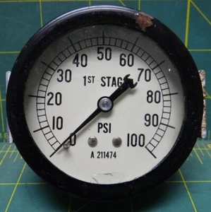 2" 1st Stage Pressure Gauge 0-100 PSI Rear Center 1/8" NPT Back Connection - Picture 1 of 4