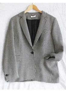 AKRIS PUNTO Damen Blazer Gr 42 Anzugsjacke hellbeige schwarz 100 % Wolle - Bild 1 von 7