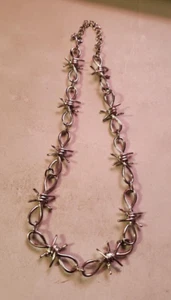 MIP- Punk, gótico, emo cromado diseño de alambre de púas cadena de 18 pulgadas - Imagen 1 de 5