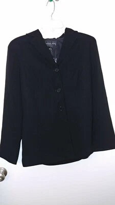BLAZER NEGRO SEDA AGOSTO TALLA 6 costura a costura hombro 16" Foto 1 de 4