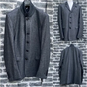UltraRare & Gorgeous Dior Homme AW12 Leather Collar Flannel Wool Officer Blazer - Picture 1 of 11