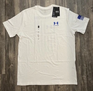 Men's Under Armour White Ombre American Freedom Flag Graphic Tee - Size L NWT - Picture 1 of 8