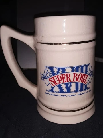 1984 Super Bowl XVIII Mug Beer Stein Tanker LA Raiders Washington Redskins Tampa Cover