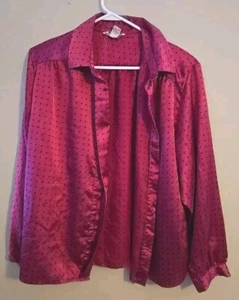 Smith & Jones Pink Polka Dot Satin Long Sleeve Pajama Top Womans Plus Size 20W - Picture 1 of 5