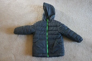 Carter's Kids Boy Jacket Green Fleece Full Zip Hooded Black Size S / 4 - Picture 1 of 5