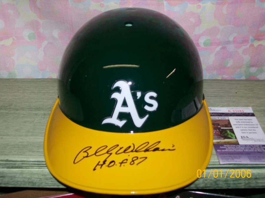 BILLY WILLIAMS ASSINADO T/B OAKLAND A'S F/S CAPACETE DE REBATIDAS HOF 87 JSA - Imagem 1 de 1
