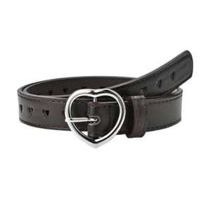 Baby Girl Kid Child Skinny Metal Heart Buckle Faux Leather Belt Dress Waistband - Picture 1 of 16
