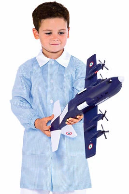 GREMBIULE ISACCO Divisa Bambina Bambino Asilo Scuola Materna Quadrettini Azzurro