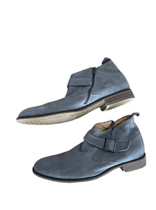 La Milano Mens Gray Leather Italy Collection Suede Buckle Ankle Boots Size 9 - Picture 1 of 8