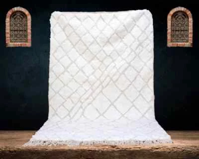 Handmade Moroccan rug, Morocco beni ourain white rugs, Minimalistic scandinavian - Image 1 of 4