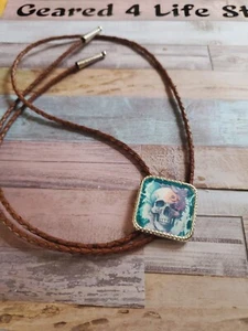 Handmade Skull Woman Concho Unisex Bolo - Bolo Tie - Skull Necklace - Choker   - Picture 1 of 3