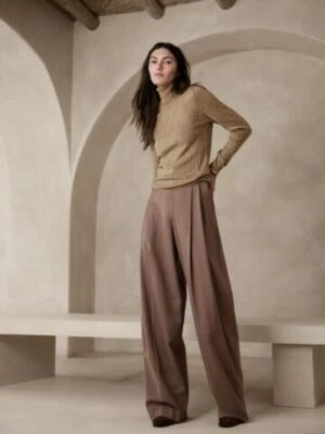 Новый Banana Republic Nezha ребристый мериносовой шерсти водолазка свитер черный серый XS S - Изображение 1 из 4