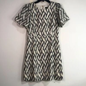 J. Crew Short Flutter Sleeve Mini Dress, Size 4 - Grey/Cream Women's - Picture 1 of 9