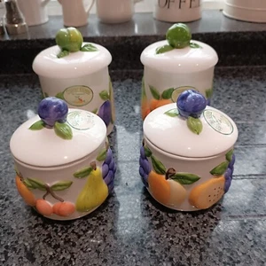 4 Vorratsgläser Landhausküche von Rayware handbemalt Keramik - Bild 1 von 7