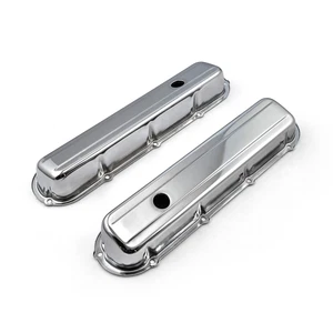 Cadillac 368 425 500 1968-84 Chrome Steel Valve Covers - Short w/ Hole - Picture 1 of 5