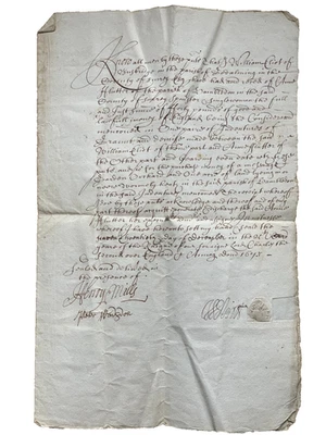 1673 Paper Manuscript Purchase Receipt for Messuage & Garden in Hambledon - Immagine 1 di 4