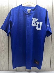 VTG Rawlings Kansas Jayhawks KU Medium Royal Blue Mesh Jersey Shirt #5 EUC - Picture 1 of 8