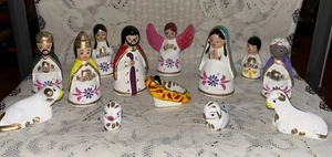Vintage mexikanische Keramik Volkskunst Weihnachten Krippe Figuren handbemalt - Bild 1 von 20