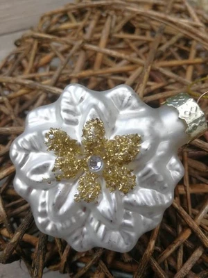 Pallina per albero di Natale fiocco di neve Zilia larga oro palla di Natale s... - Immagine 1 di 4