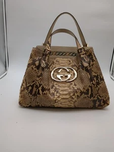 Gucci Python Britt Bag Brown Cream M๐ - Picture 1 of 6