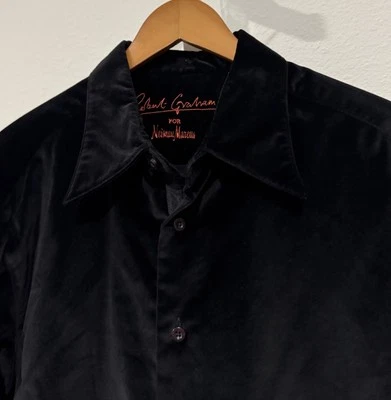 Robert Graham Shirt Men's XL Velvet Long Sleeve Black Neiman Marcus Velour - Image 1 of 4