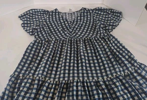 Ava Viv Damen blau grün Gingham Kleid X Multi V-Ausschnitt adrett Bohemian Freizeit - Bild 1 von 6