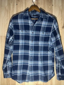 Polo Ralph Lauren Men’s Small Indigo Flannel Blue plaid Long Sleeve Button Up - Picture 1 of 7