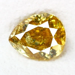 0.21 Ct VS-1 Five-star Pear 3.9 x 3.1 MM Fancy Yellow 100% Natural Diamond - Picture 1 of 5