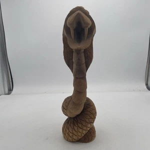 Hand Carved Sculpture Snake Cobra Sits Up - Picture 1 of 18