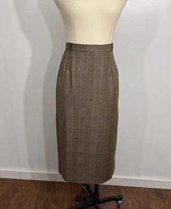 Vintage Houndstooth Plaid Skirt 1990s Made In Italy Wool 14 - Picture 1 of 10