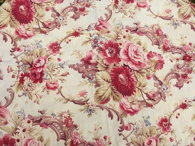 Tissu ancien grande taie fleurs roses shabby - Photo 1/4