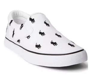 Polo Ralph Lauren Herren All Over Pony Logo weiß schwarz Turnschuhe/Schuhe Gr. 11,5 neu ohne Karton - Bild 1 von 12