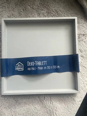 +++ HOLZ TABLETT +++ DEKO +++ Deko -Tablett ++ Grau ++ ca 29 x 29 cm Unbenutzt - Bild 1 von 3