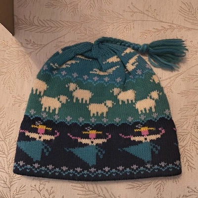 DE COLECCIÓN RETRO Hecho en EE. UU. Montaña Damas y Ovejas SOMBRERO DE LANA Invierno Gorro Oveja Borla Foto 1 de 4