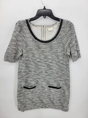 Anthropologie Postmark Boucle Tweed Dress Faux Leather Trim Womens Small - Image 1 of 4