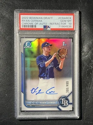 RYAN CERMAK 2022 Bowman Chrome Refractor Auto 300/499 PSA 10 1st - Image 1 of 2