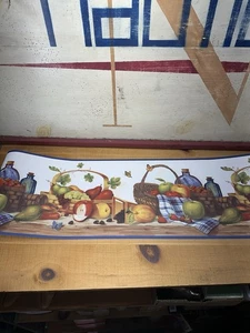3x Vintage York Apples Fruit Baskets Picnic Wallpaper Border BA1529B White Color - Picture 1 of 9