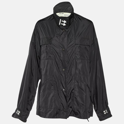 Giacca da pista sintetica Off White nera con stampa logo L