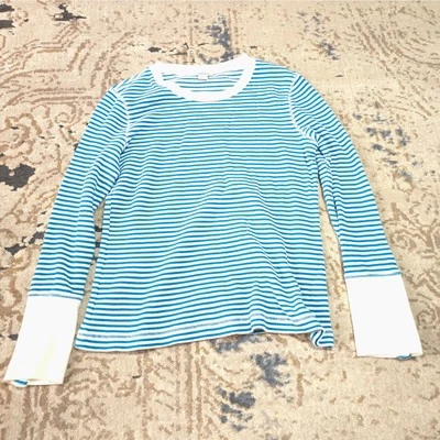 Camisa Sundance a Rayas Manga Larga Mujer Talla PL 100% Algodón Azul Claro/Aqua Foto 1 de 4